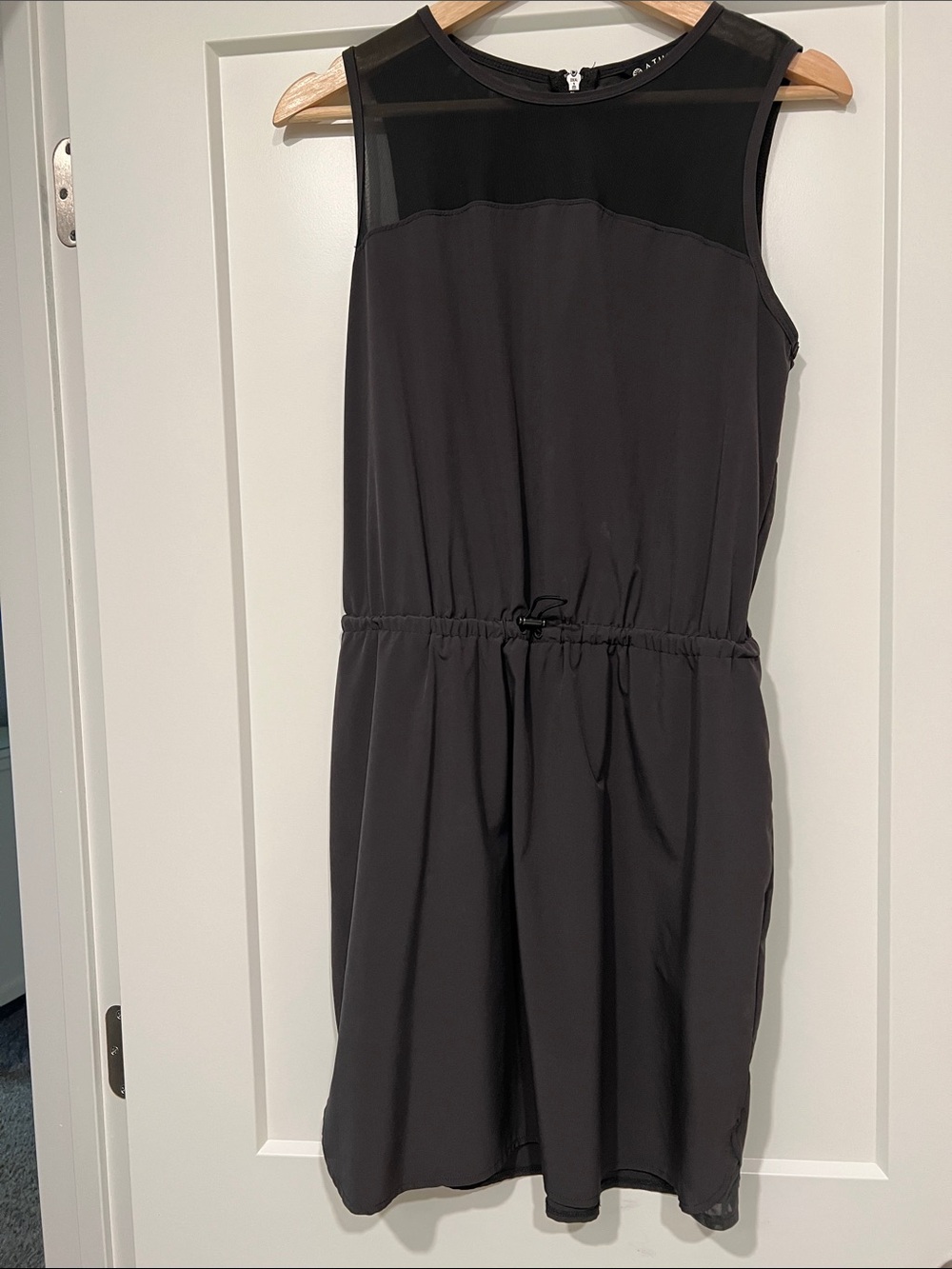 Athleta Black Sleeveless Mesh-Yoke Dress